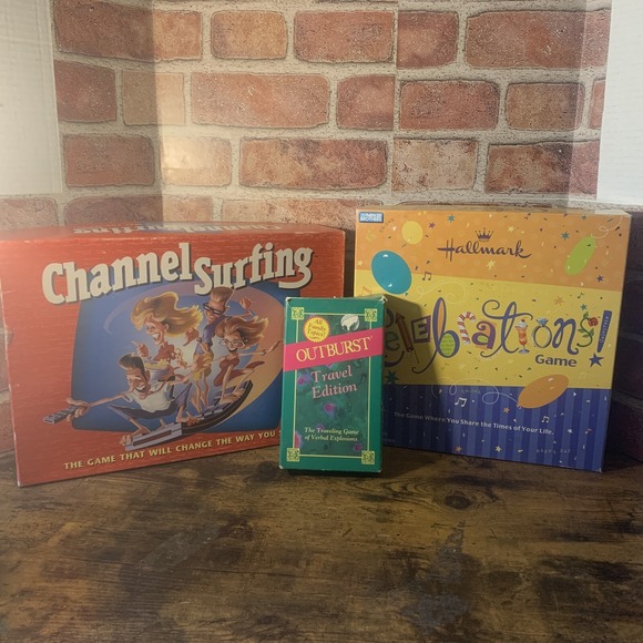 Parker Brothers Other - Vintage Board Game Lot OutBurst Travel Edition Channel Surfing Celebrations Game